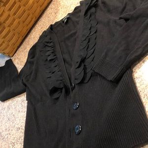 Nine West Black Dressy Sweater V Neck Buttons Medium